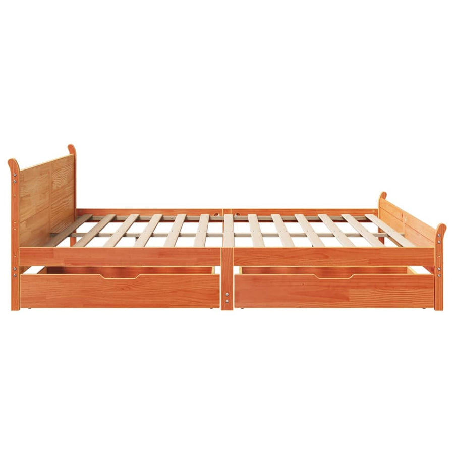 Bedframe zonder matras massief grenenhout wasbruin 200x200 cm