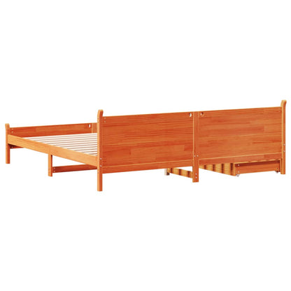 Bedframe zonder matras massief grenenhout wasbruin 200x200 cm