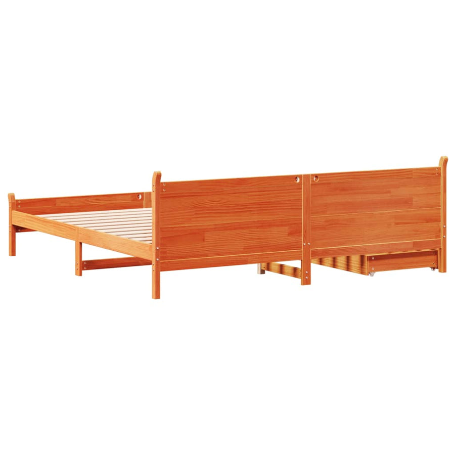 Bedframe zonder matras massief grenenhout wasbruin 200x200 cm