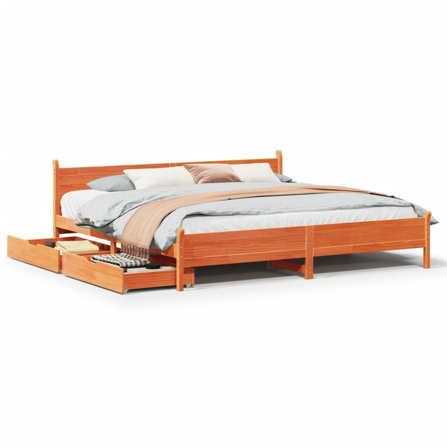 Bedframe zonder matras massief grenenhout wit 180x200 cm