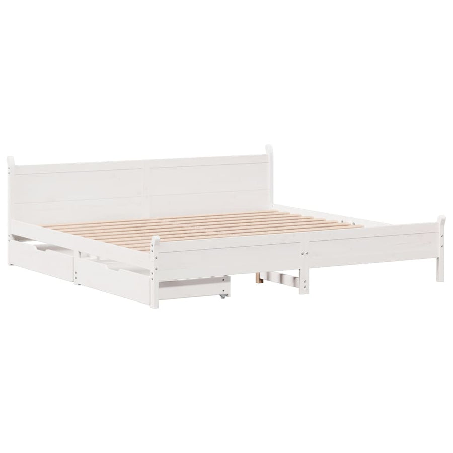 Bedframe zonder matras massief grenenhout wit 180x200 cm