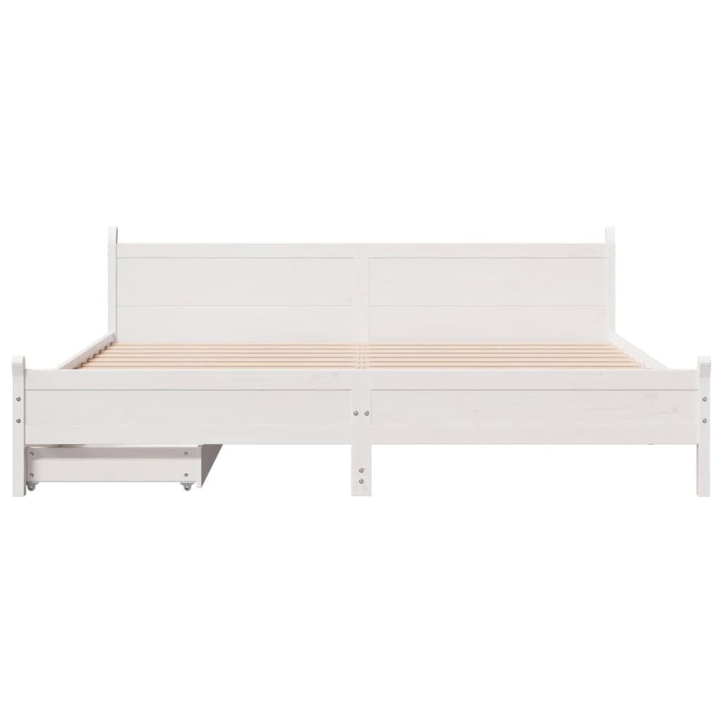 Bedframe zonder matras massief grenenhout wit 180x200 cm