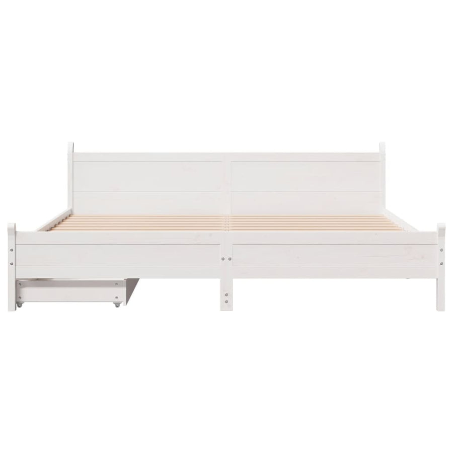 Bedframe zonder matras massief grenenhout wit 180x200 cm