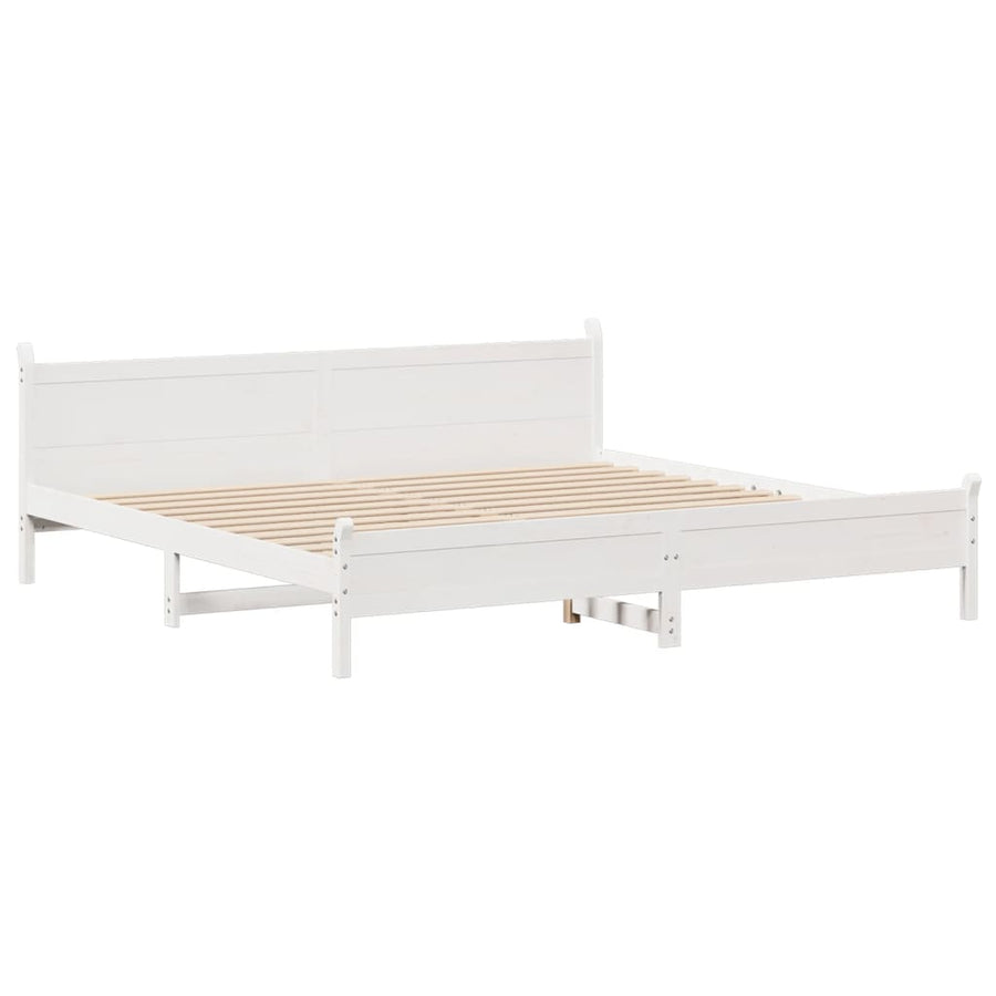 Bedframe zonder matras massief grenenhout wit 180x200 cm