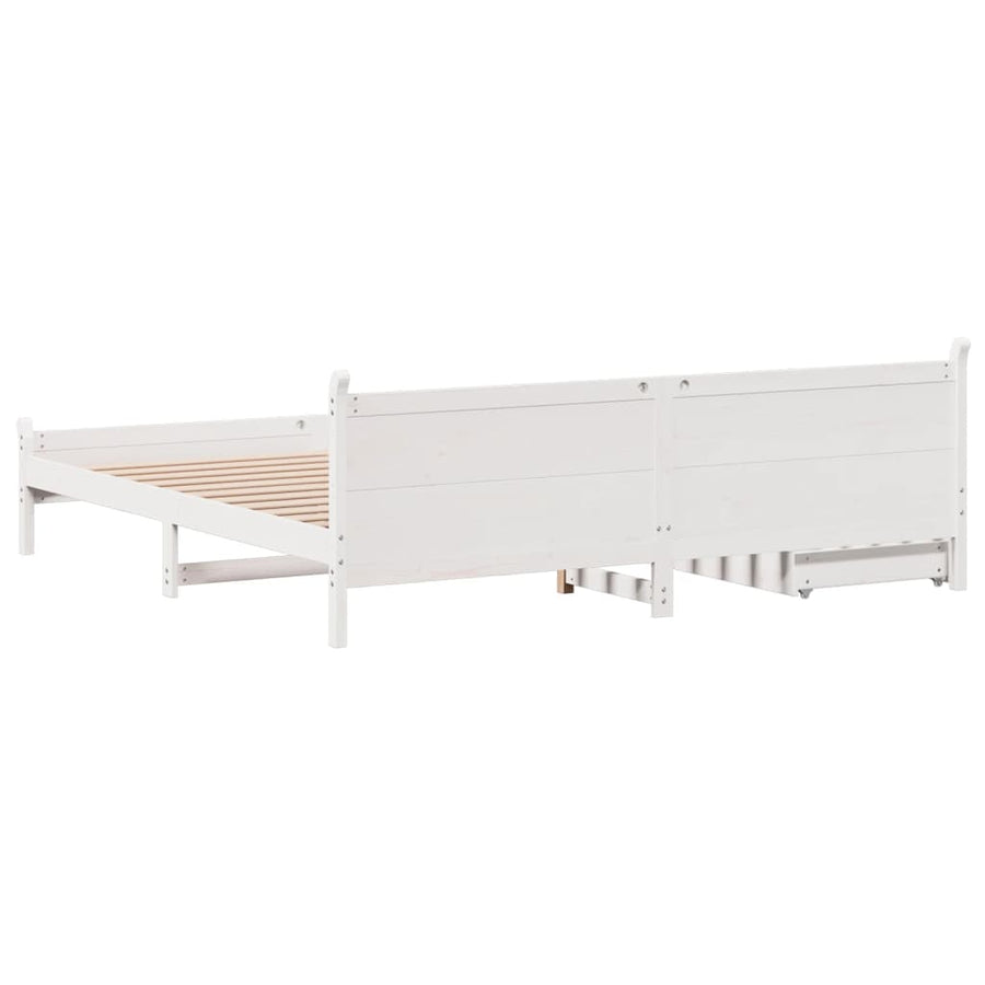 Bedframe zonder matras massief grenenhout wit 180x200 cm