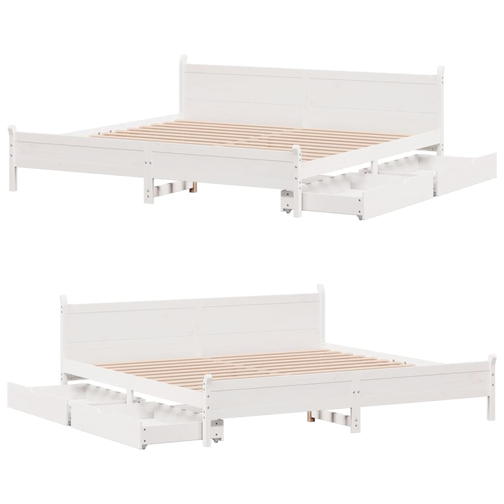 Bedframe zonder matras massief grenenhout wit 180x200 cm