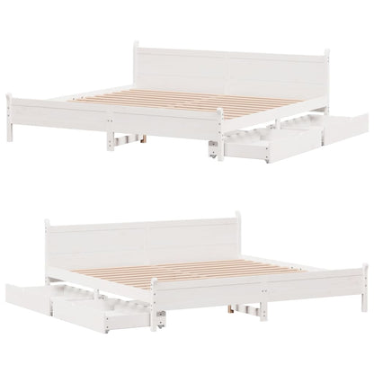 Bedframe zonder matras massief grenenhout wit 180x200 cm