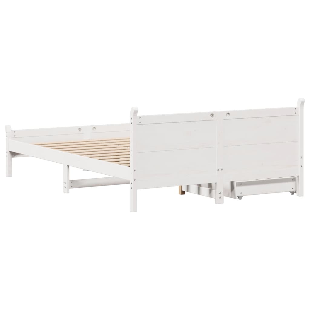 Bedframe zonder matras massief grenenhout wit 150x200 cm