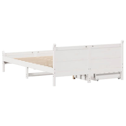 Bedframe zonder matras massief grenenhout wit 150x200 cm
