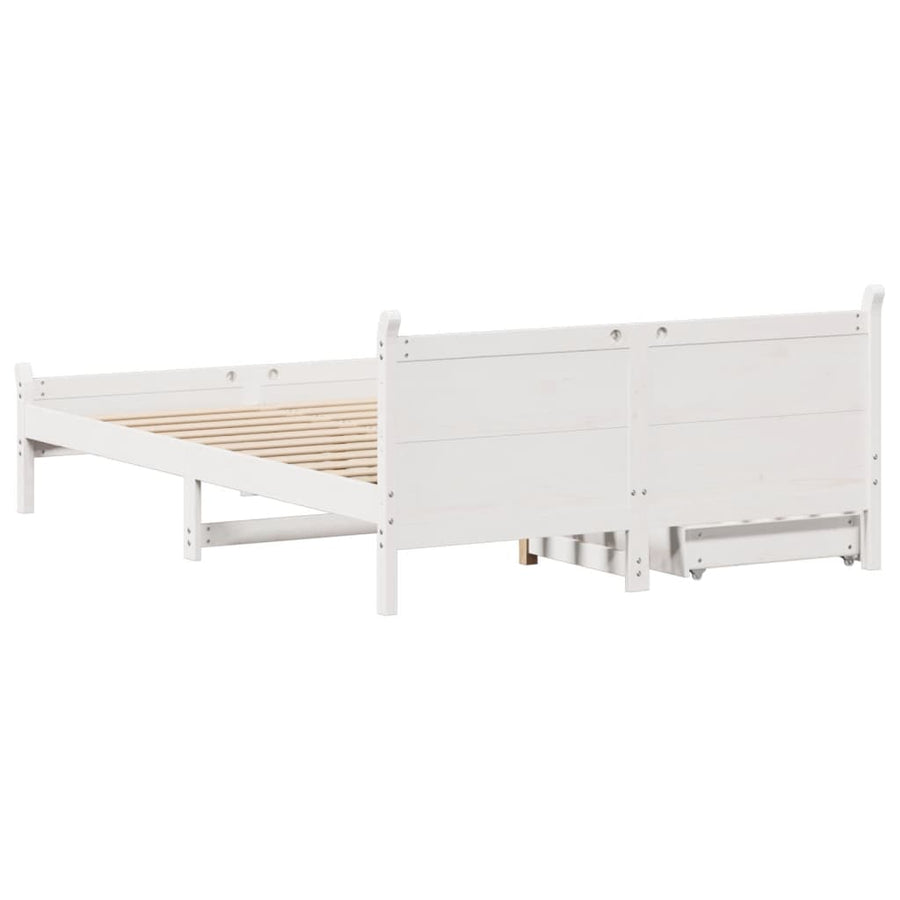 Bedframe zonder matras massief grenenhout wit 150x200 cm