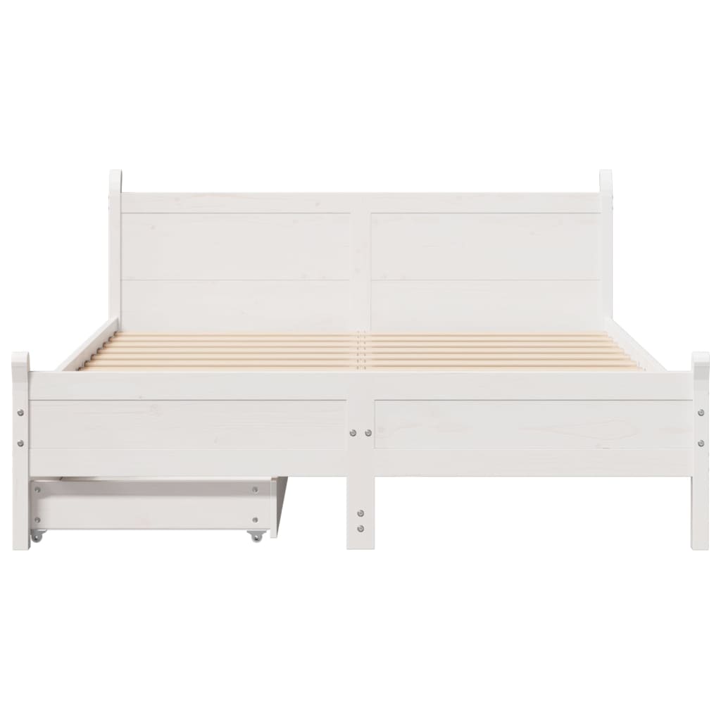 Bedframe zonder matras massief grenenhout wit 140x200 cm