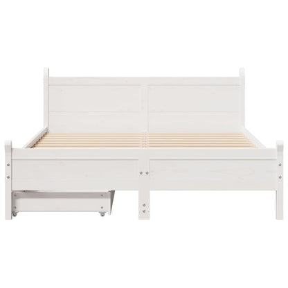 Bedframe zonder matras massief grenenhout wit 140x200 cm