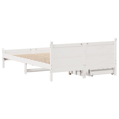 Bedframe zonder matras massief grenenhout wit 140x200 cm