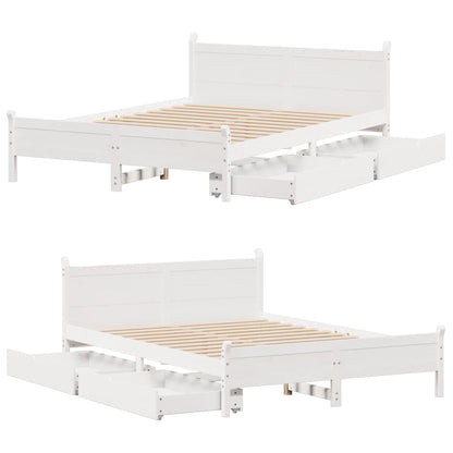 Bedframe zonder matras massief grenenhout wit 140x200 cm