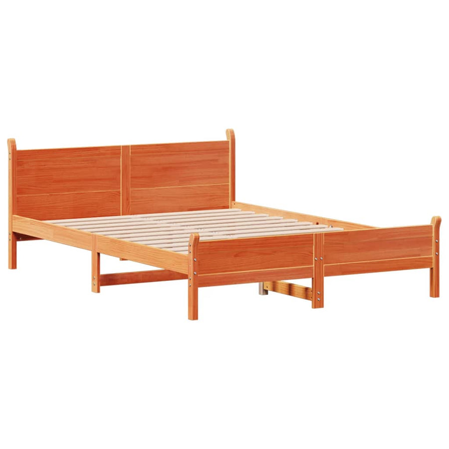 Bedframe zonder matras massief grenenhout wasbruin 140x200 cm