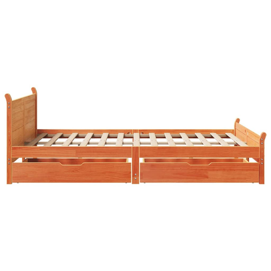 Bedframe zonder matras massief grenenhout wasbruin 140x200 cm