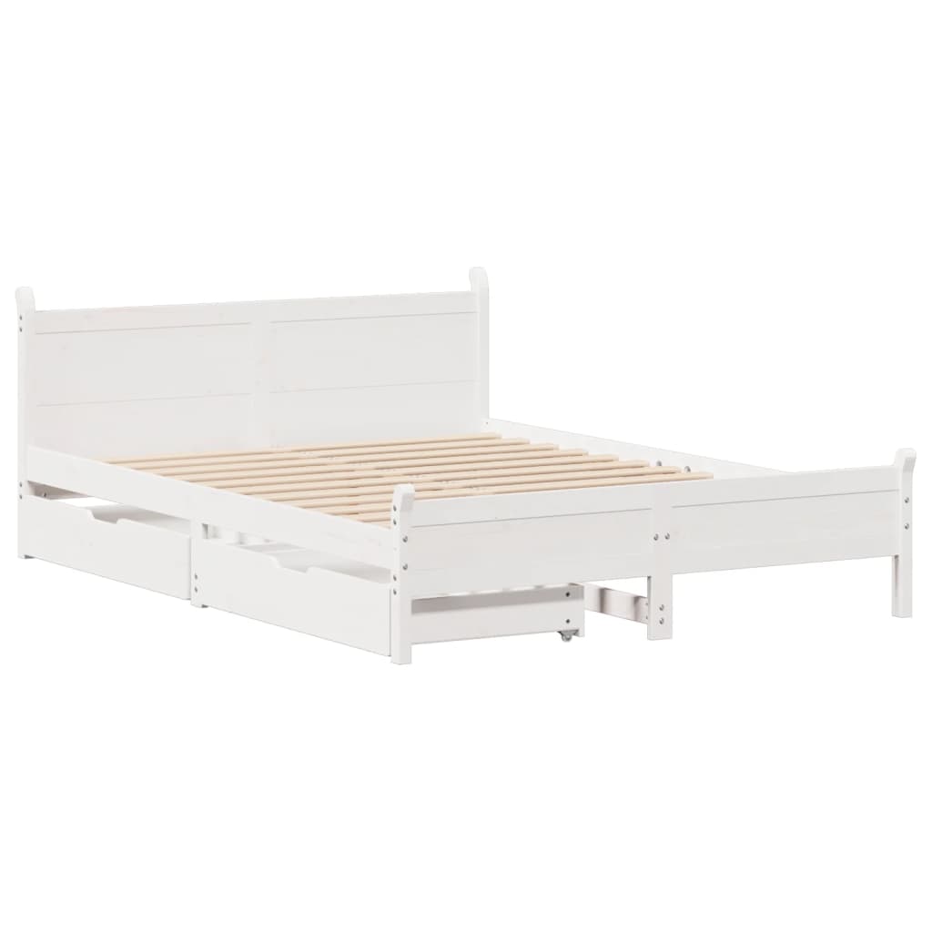 Bedframe zonder matras massief grenenhout wit 120x200 cm