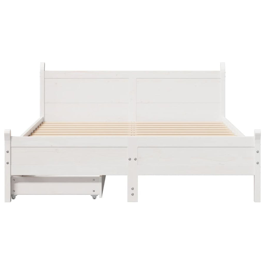 Bedframe zonder matras massief grenenhout wit 120x200 cm