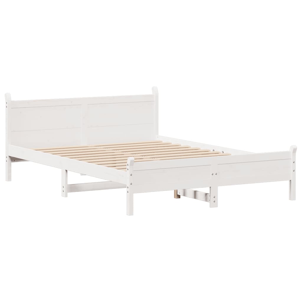 Bedframe zonder matras massief grenenhout wit 120x200 cm