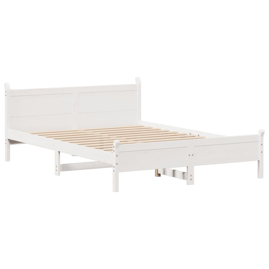 Bedframe zonder matras massief grenenhout wit 120x200 cm