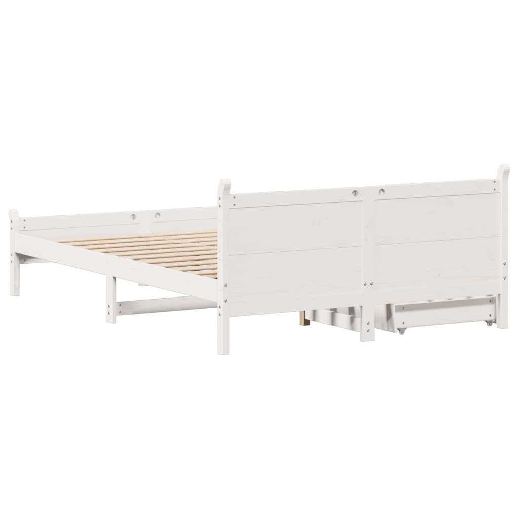 Bedframe zonder matras massief grenenhout wit 120x200 cm