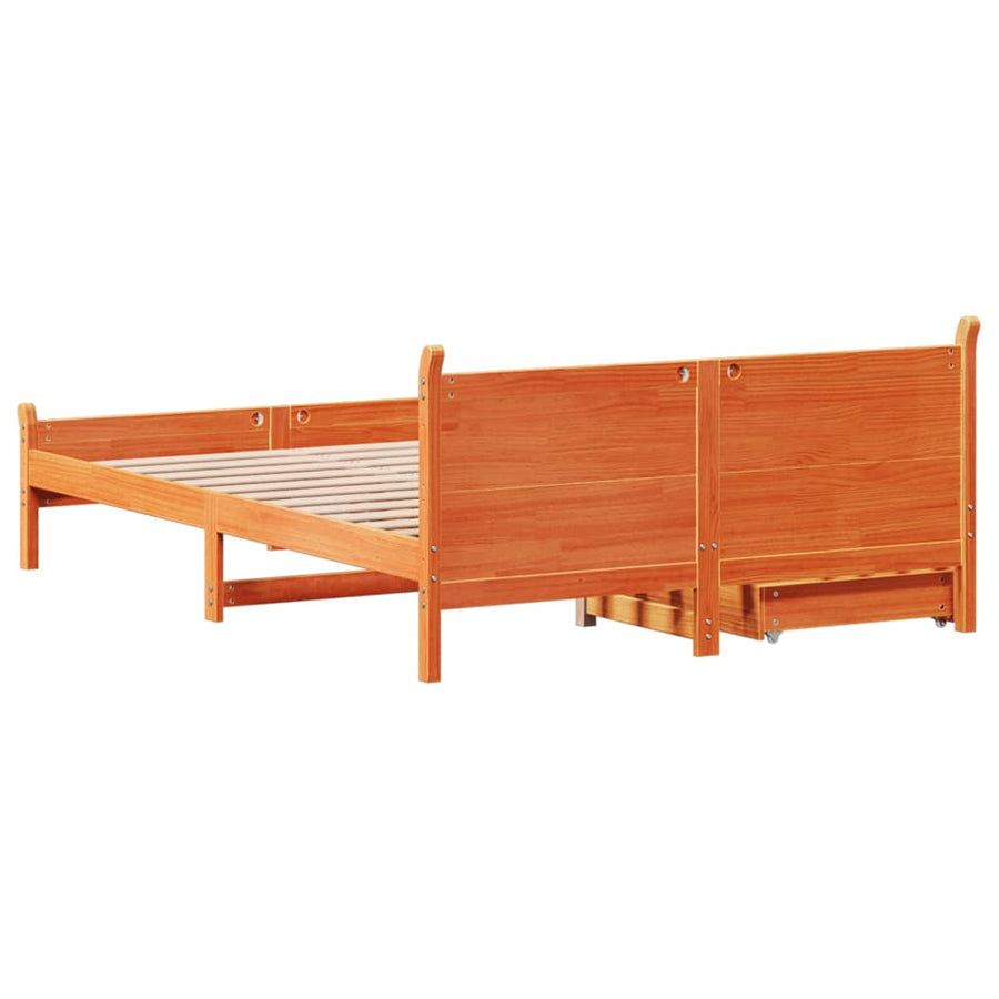 Bedframe zonder matras massief grenenhout wasbruin 120x200 cm