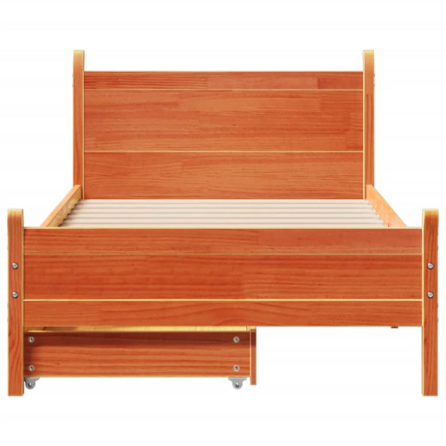 Bedframe zonder matras massief grenenhout wasbruin 100x200 cm