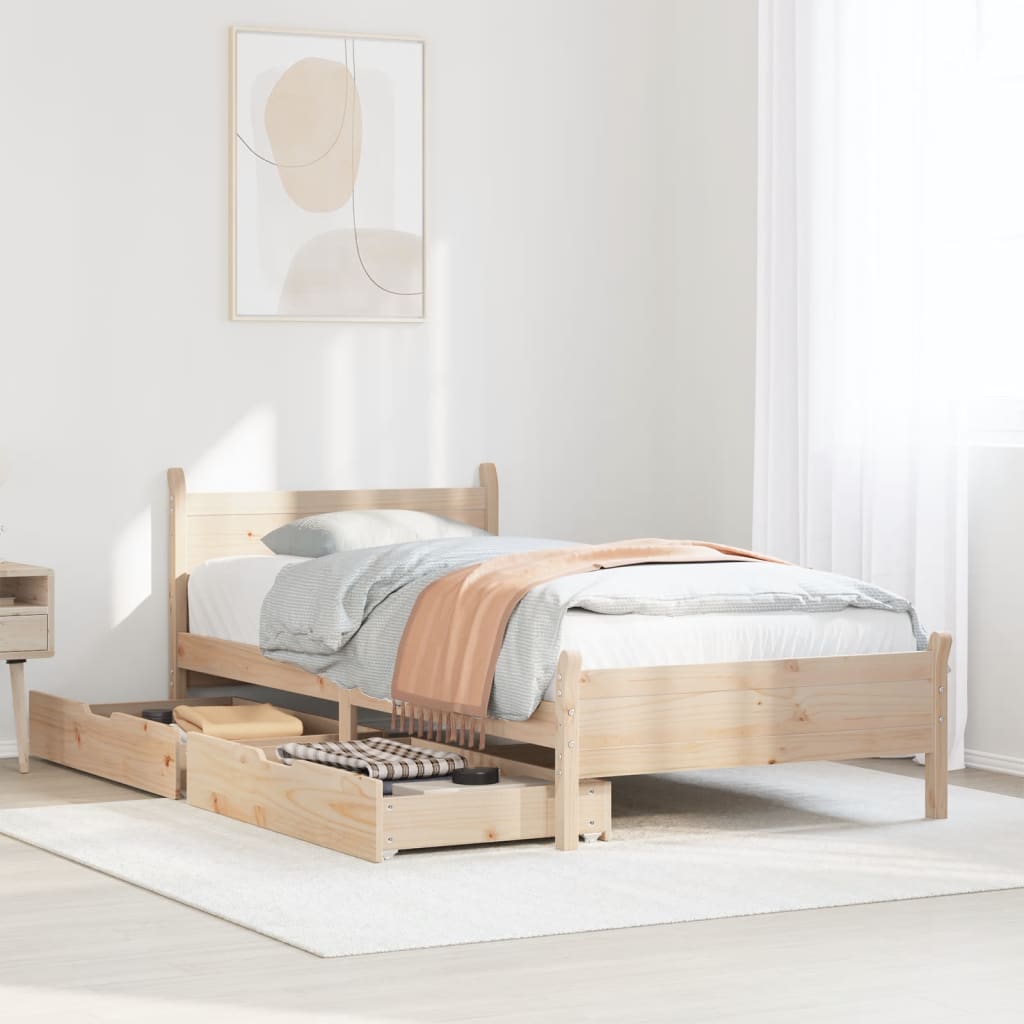 Bedframe zonder matras massief grenenhout 90x200 cm