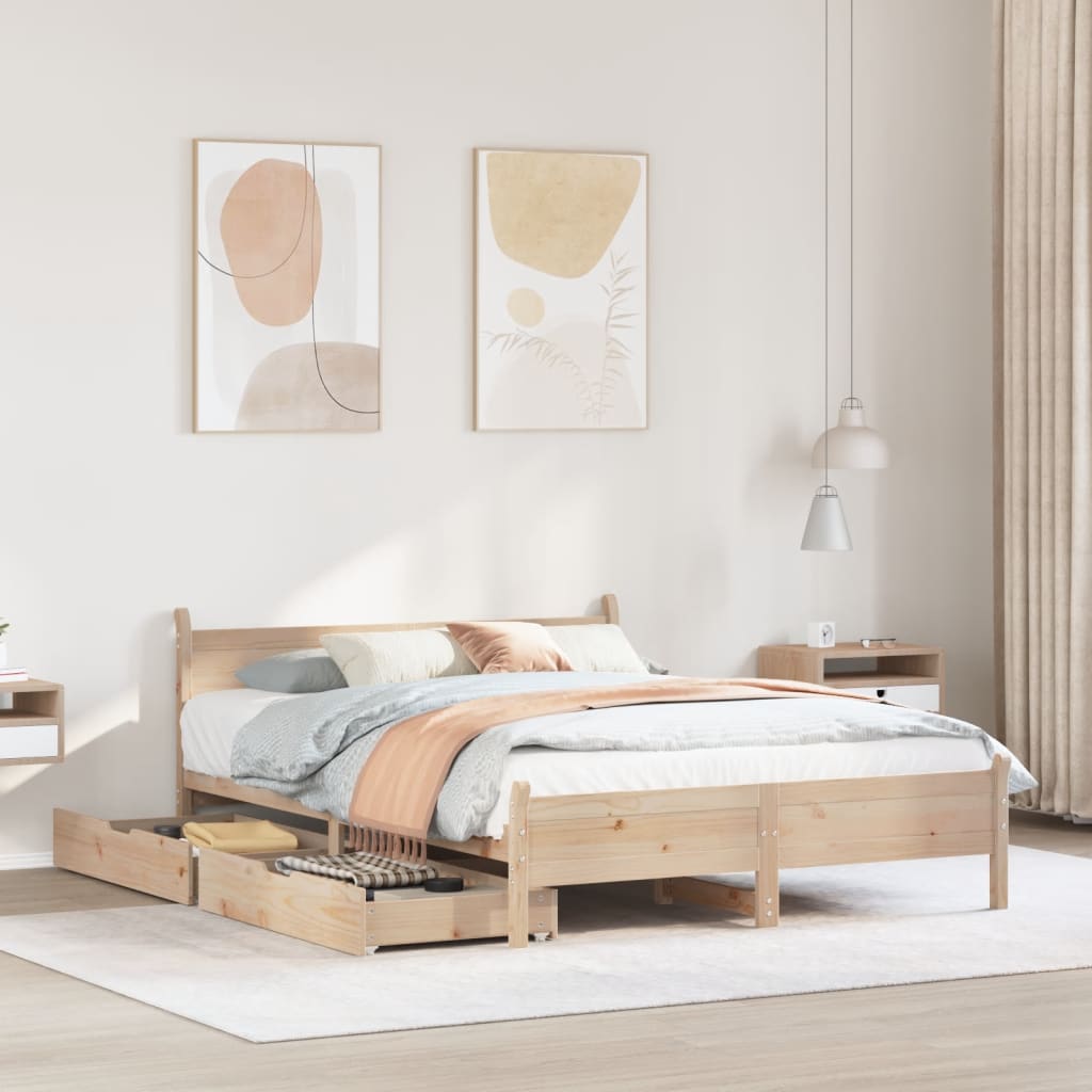 Bedframe zonder matras massief grenenhout 140x190 cm