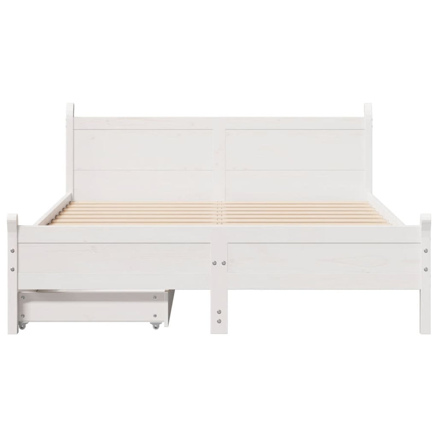 Bedframe zonder matras massief grenenhout wit 140x190 cm