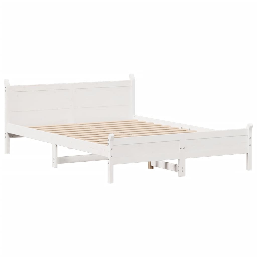 Bedframe zonder matras massief grenenhout wit 140x190 cm