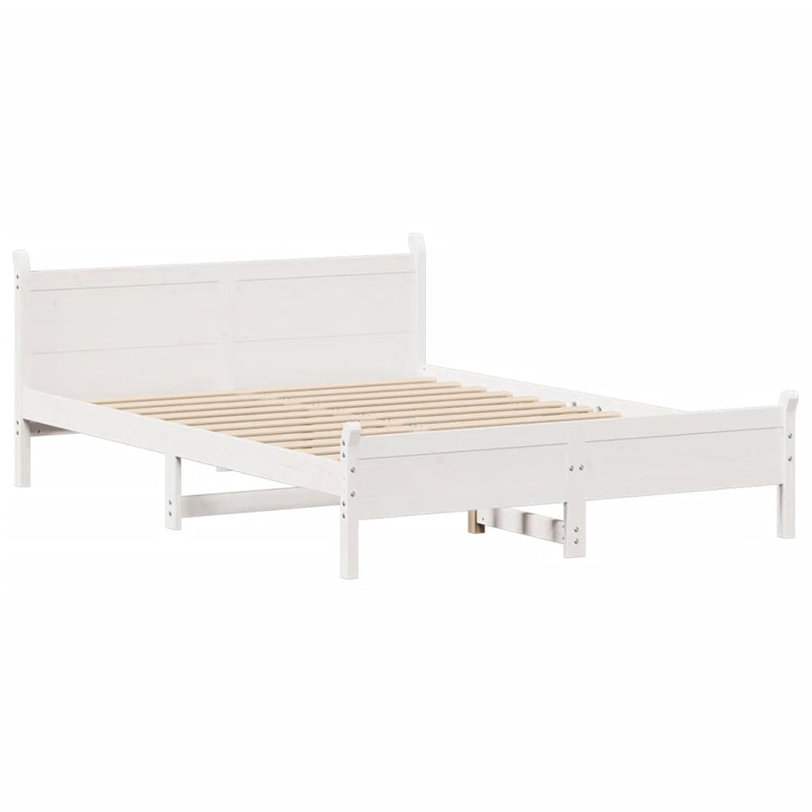 Bedframe zonder matras massief grenenhout wit 140x190 cm
