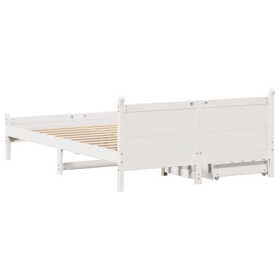Bedframe zonder matras massief grenenhout wit 140x190 cm