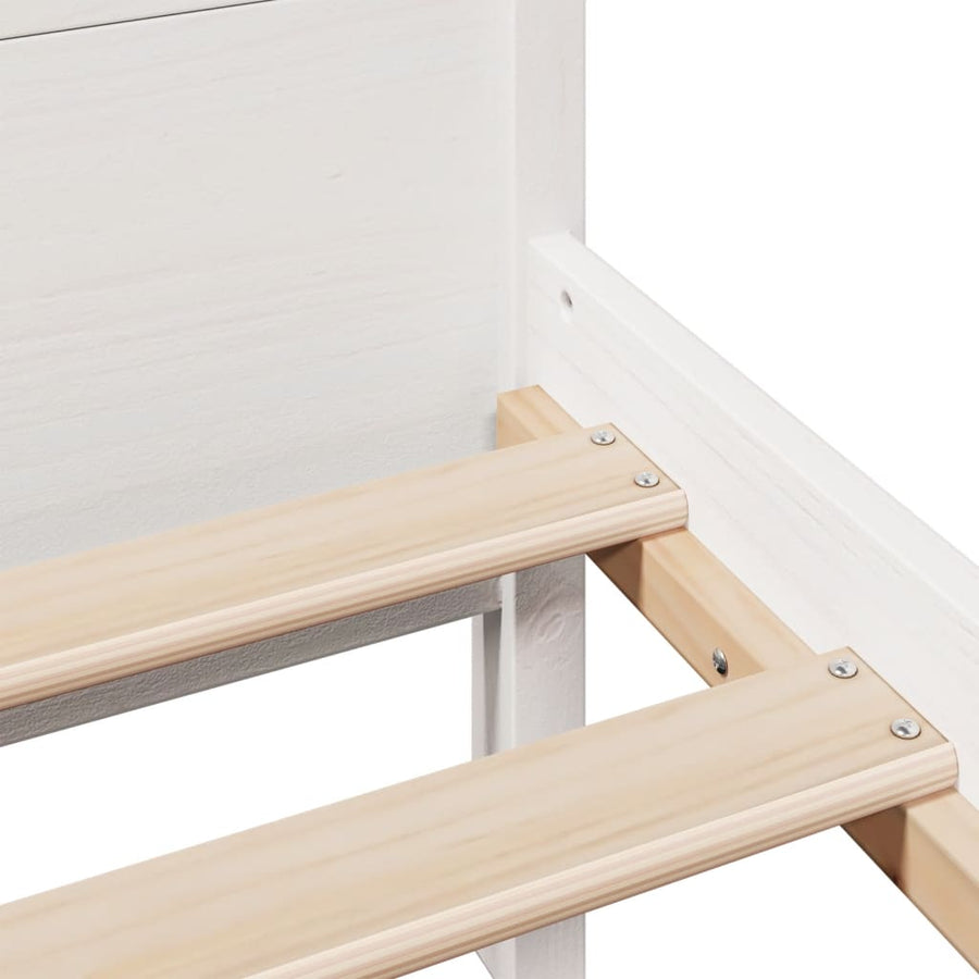 Bedframe zonder matras massief grenenhout wit 140x190 cm
