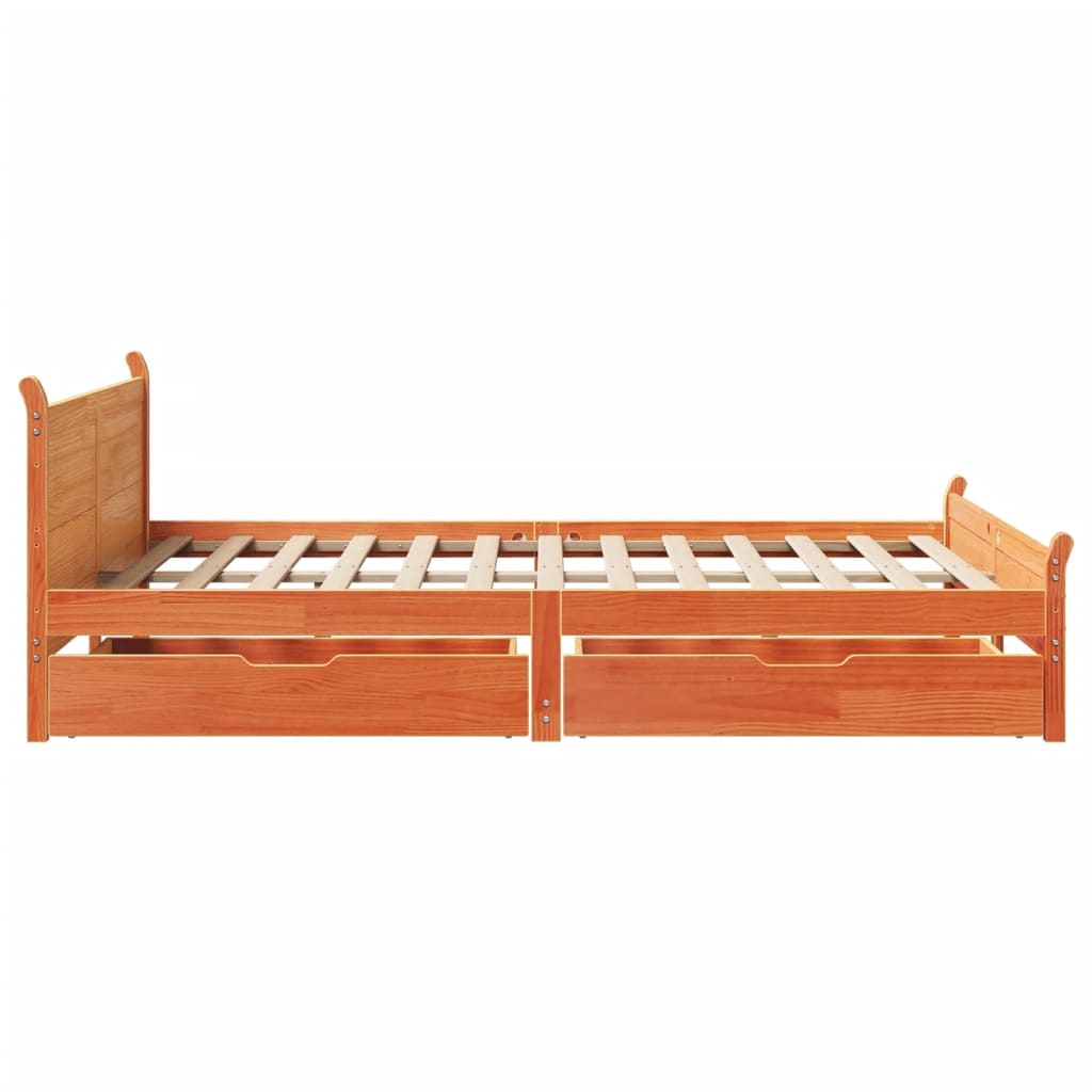 Bed met matras massief grenenhout wasbruin 140x190 cm