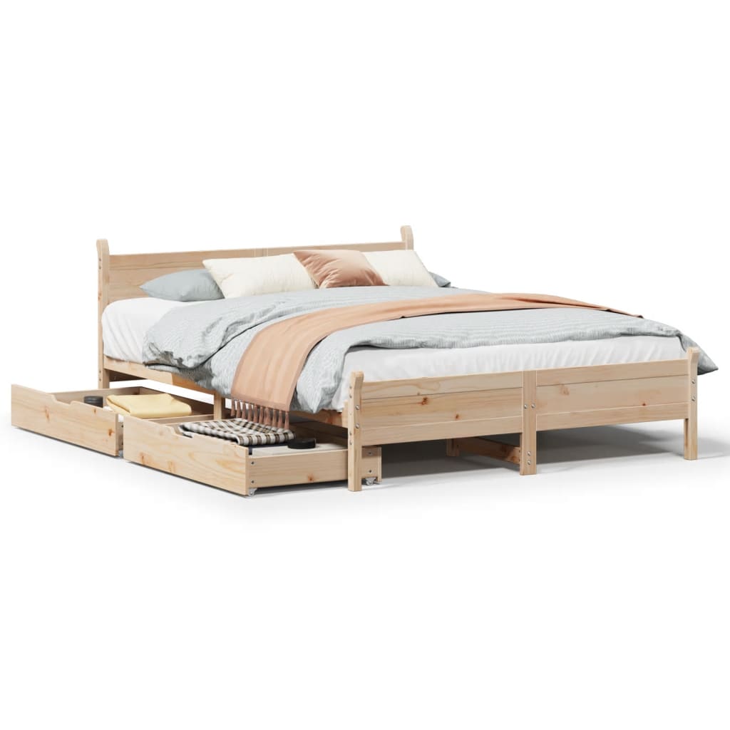 Bedframe zonder matras massief grenenhout 135x190 cm