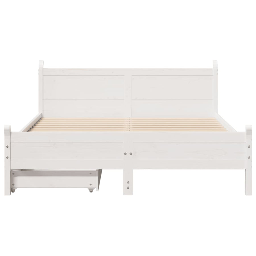 Bedframe zonder matras massief grenenhout wit 135x190 cm