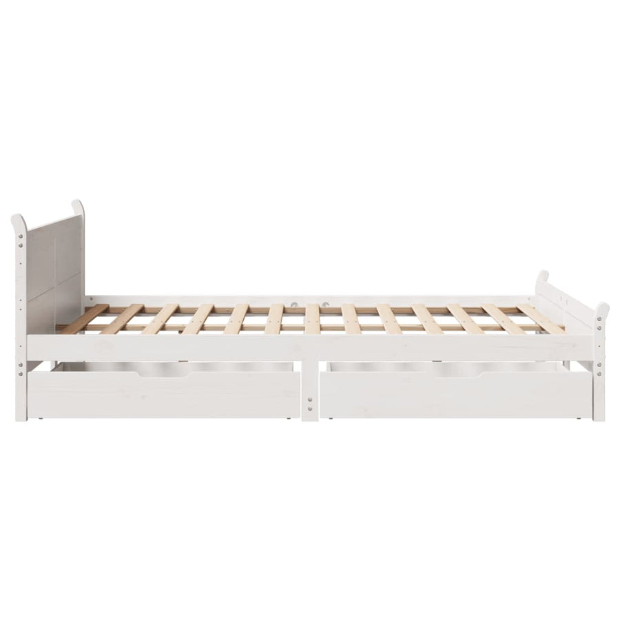 Bedframe zonder matras massief grenenhout wit 135x190 cm