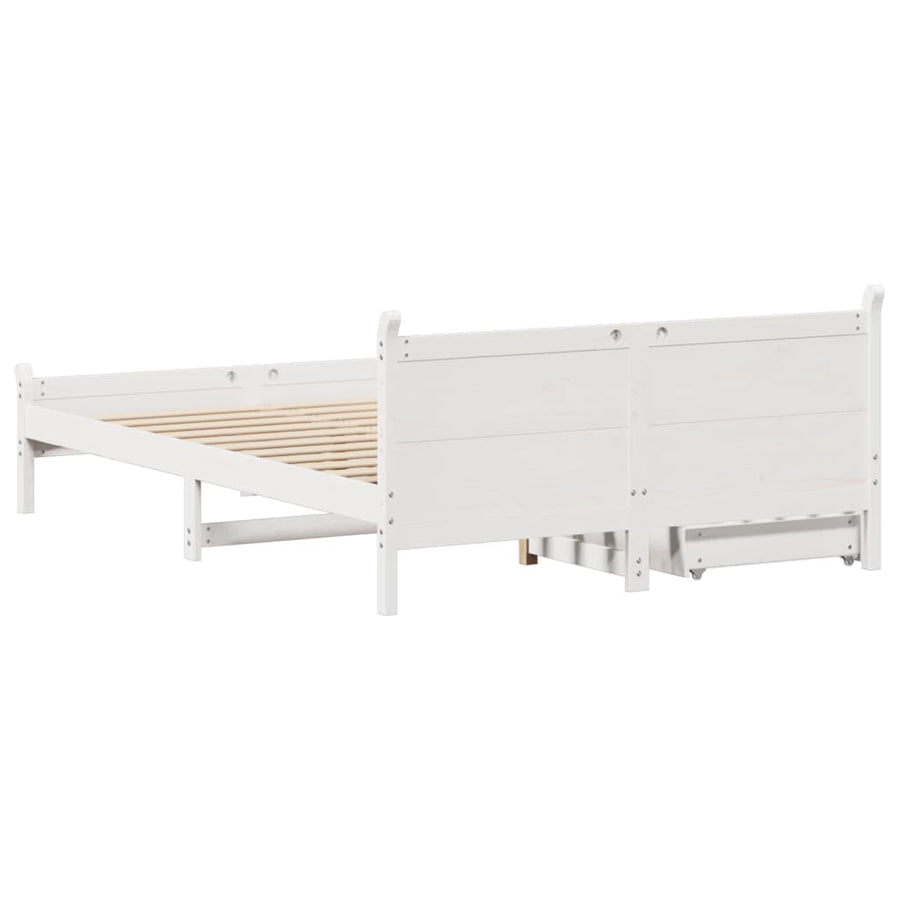 Bedframe zonder matras massief grenenhout wit 135x190 cm