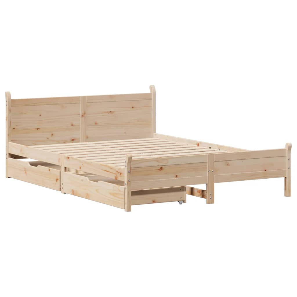 Bedframe zonder matras massief grenenhout 120x190 cm