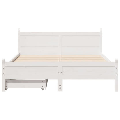 Bedframe zonder matras massief grenenhout wit 120x190 cm
