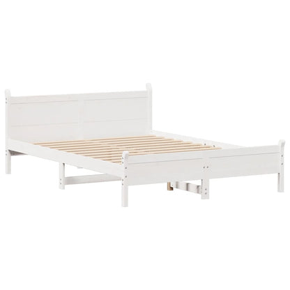 Bedframe zonder matras massief grenenhout wit 120x190 cm