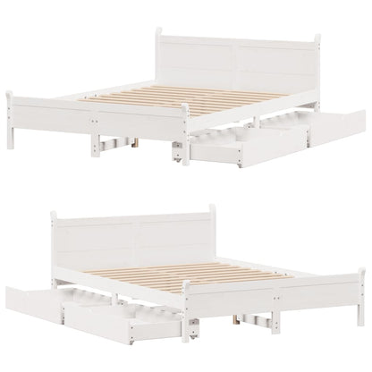 Bedframe zonder matras massief grenenhout wit 120x190 cm