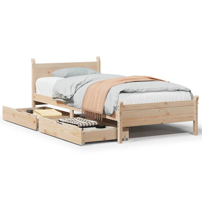 Bedframe zonder matras massief grenenhout 75x190 cm