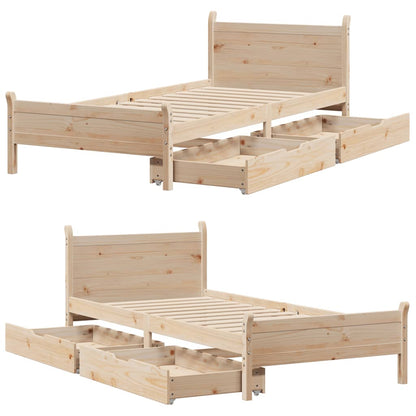 Bedframe zonder matras massief grenenhout 75x190 cm