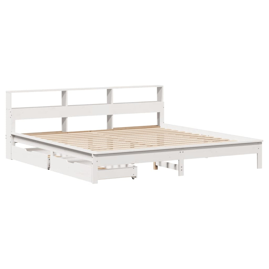 Bed met boekenkast zonder matras grenenhout wit 180x200 cm