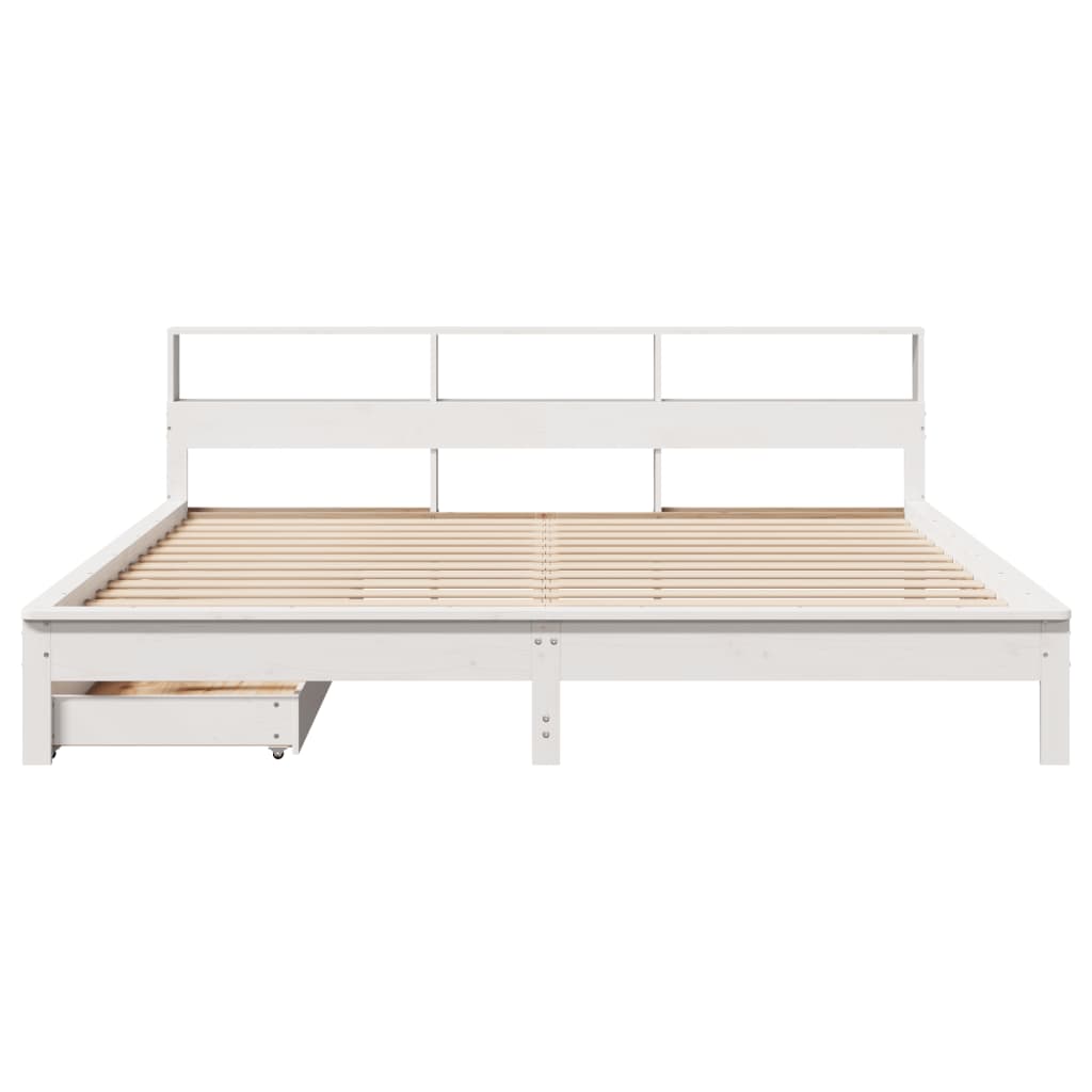 Bed met boekenkast zonder matras grenenhout wit 180x200 cm