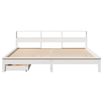 Bed met boekenkast zonder matras grenenhout wit 180x200 cm