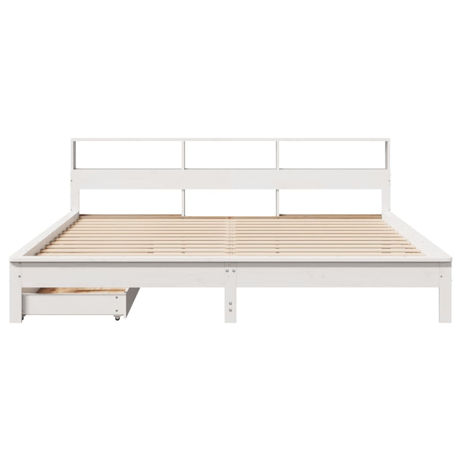 Bed met boekenkast zonder matras grenenhout wit 180x200 cm