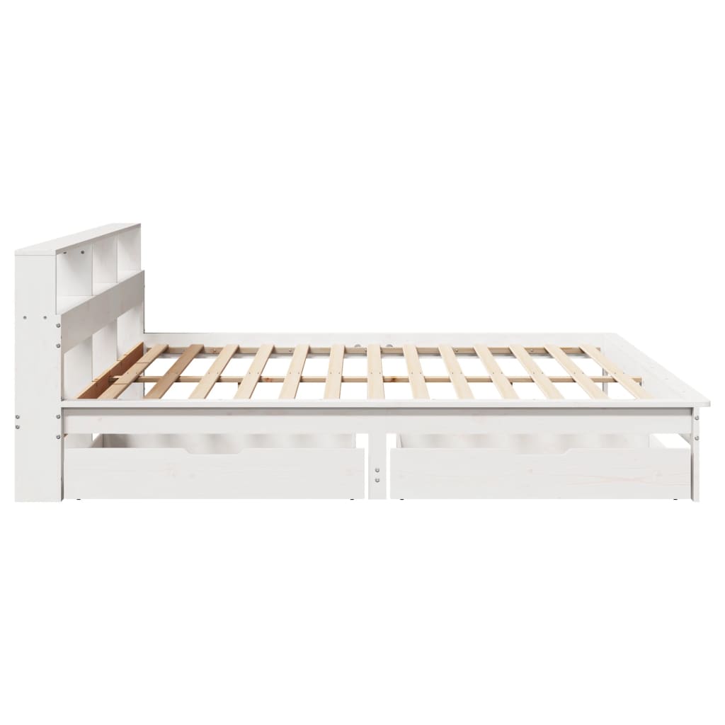 Bed met boekenkast zonder matras grenenhout wit 180x200 cm